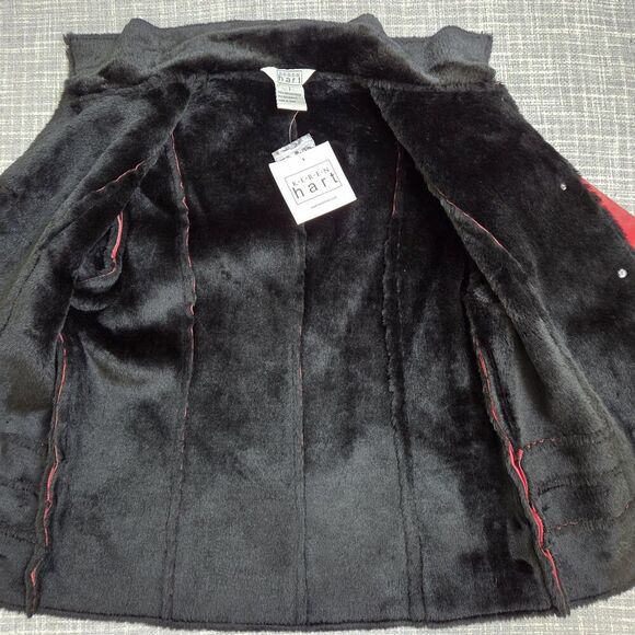 Keren Hart Microsuede Jacket Red Patchwork Women's S Soft Black Faux Fur Lining - Picture 5 of 15